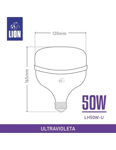 Alta potencia UV LED 50W E27 | Iluminación Ultravioleta - Efectos Especiales y Ambientación | Lion