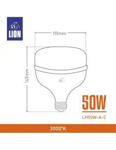 Alta potencia LED automático 50W fotocélula luz calida E27 Lion 2