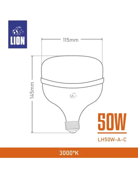 Lámpara LED Alta Potencia 50W Automática con Fotocélula luz cálida | Lion