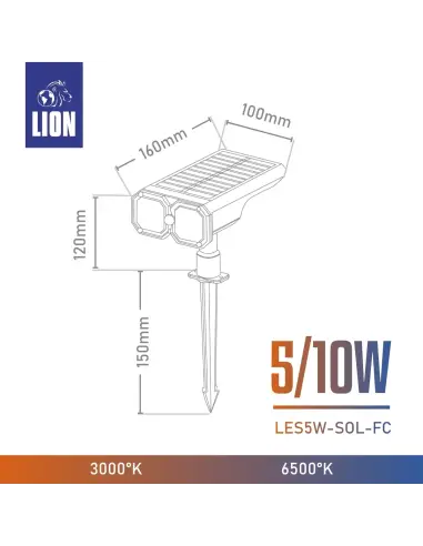 Estaca Solar LED 5/10W | Iluminación Solar Jardín Mayorista Solux LION