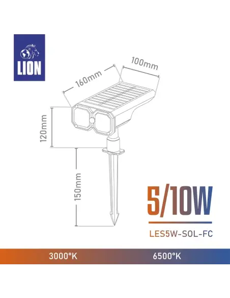 Estaca Solar LED 5/10W | Iluminación Solar Jardín Mayorista Solux LION