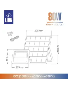 Reflector Solar 80W con Control Remoto y Temperatura Ajustable | Lion 2
