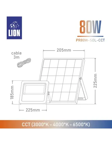 Reflector Solar 80W con Control Remoto y Temperatura Ajustable | Lion