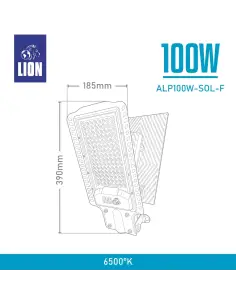 Luminaria pública solar LED 100W para calles, parques y espacios exteriores con panel solar integrado 2