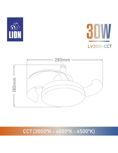 Lámpara ventilador 30W CCT [LV30W-CCT]