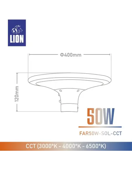 Farola UFO Solar 50W con CCT ajustable [FAR50W-SOL-CCT]