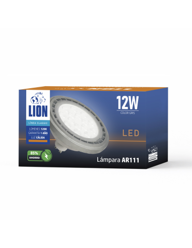 Lámpara AR111 LED Gris 12W Cálida [LD12W-G-C]