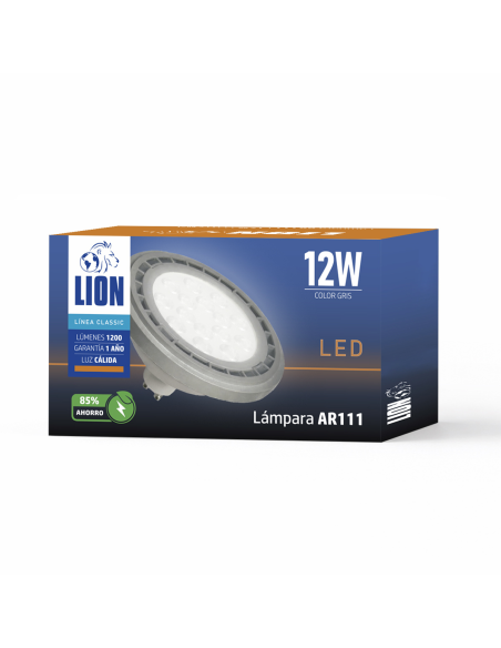 Lámpara AR111 LED Gris 12W Cálida [LD12W-G-C]
