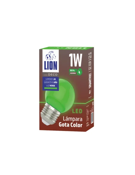 Lámpara gota LED verde 1W  [LA01W-V]